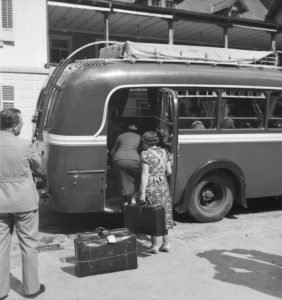 A coach of the Deutsche Reichspost arriving at a hotel, Germany 1930s. A coach of the Deutsche Reichspost arriving at a hotel, Germany 1930s.